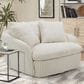 Simeon Collection Boomer Oversized Swivel Accent Chair in Mega Ivory, , large