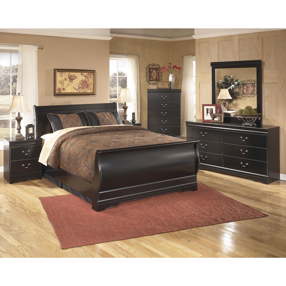 Ashley Huey Vineyard Queen Sleigh Bed in Black, , large