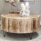 Maple and Jade Coffee Table with Metal Hairpin Legs in Brown, Whitewashed, Blue and Black, , large
