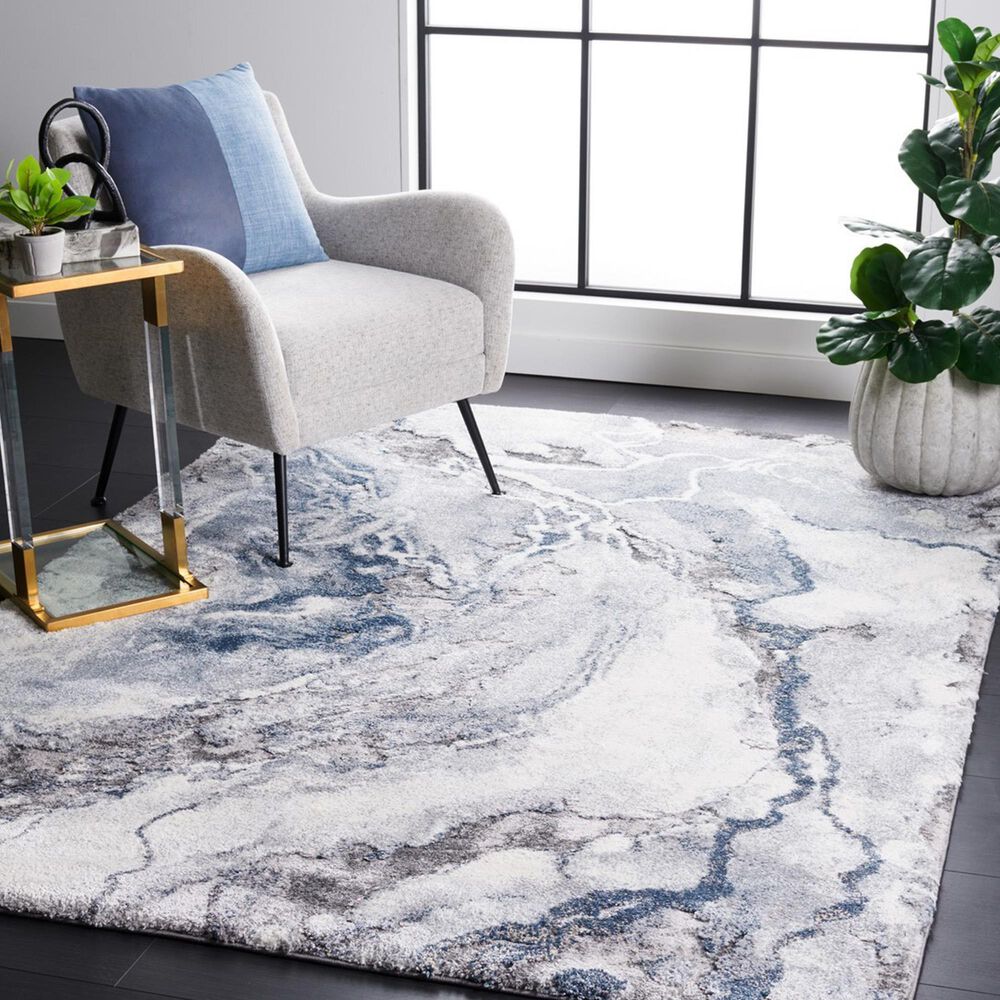Safavieh Cyrus Shag 3&#39; x 5&#39; Ivory and Blue Area Rug, , large