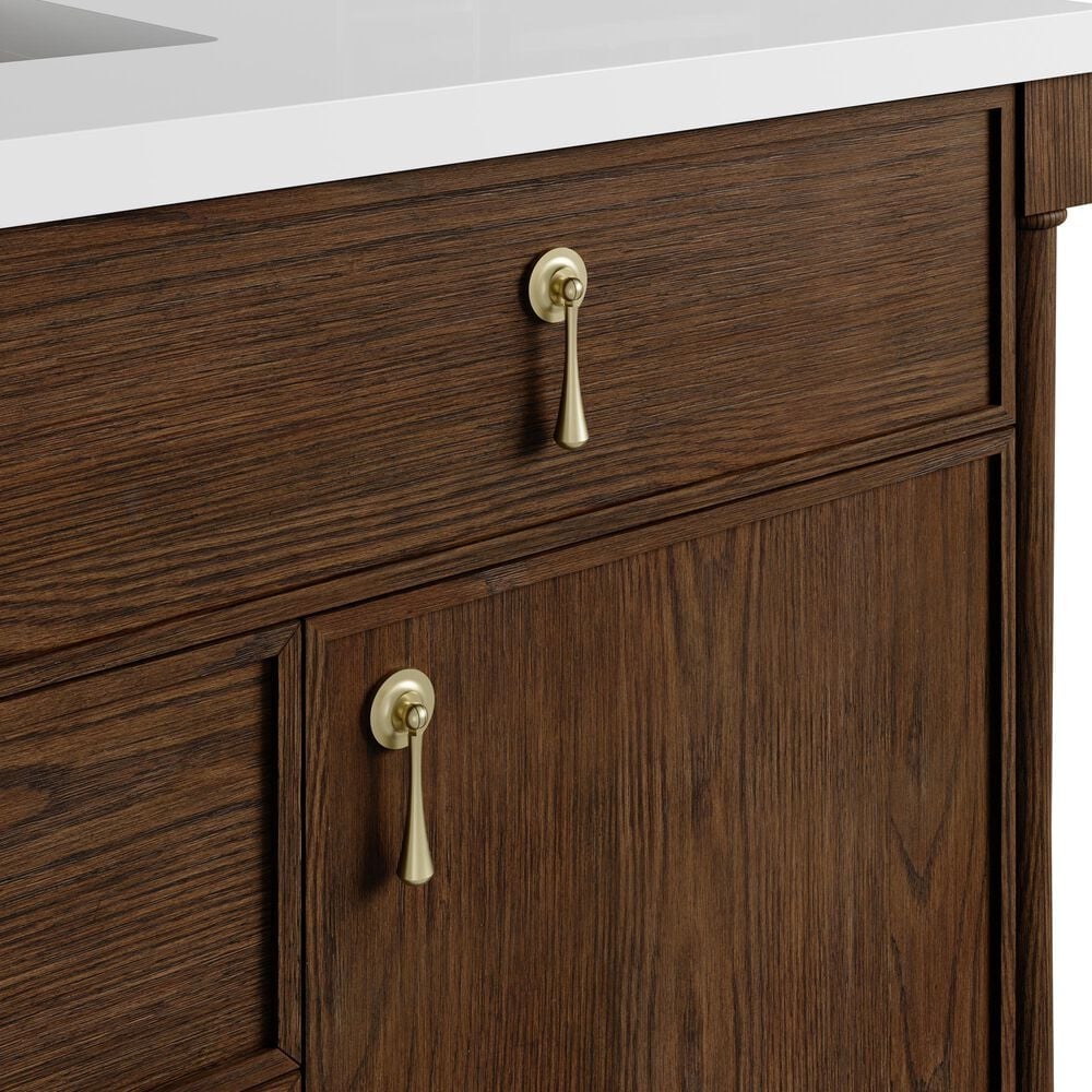 James Martin Kinnsden 48" Single Bathroom Vanity in Sable Oak with Single Hole 3 cm White Zeus Silestone Top and Rectangular Sink, , large