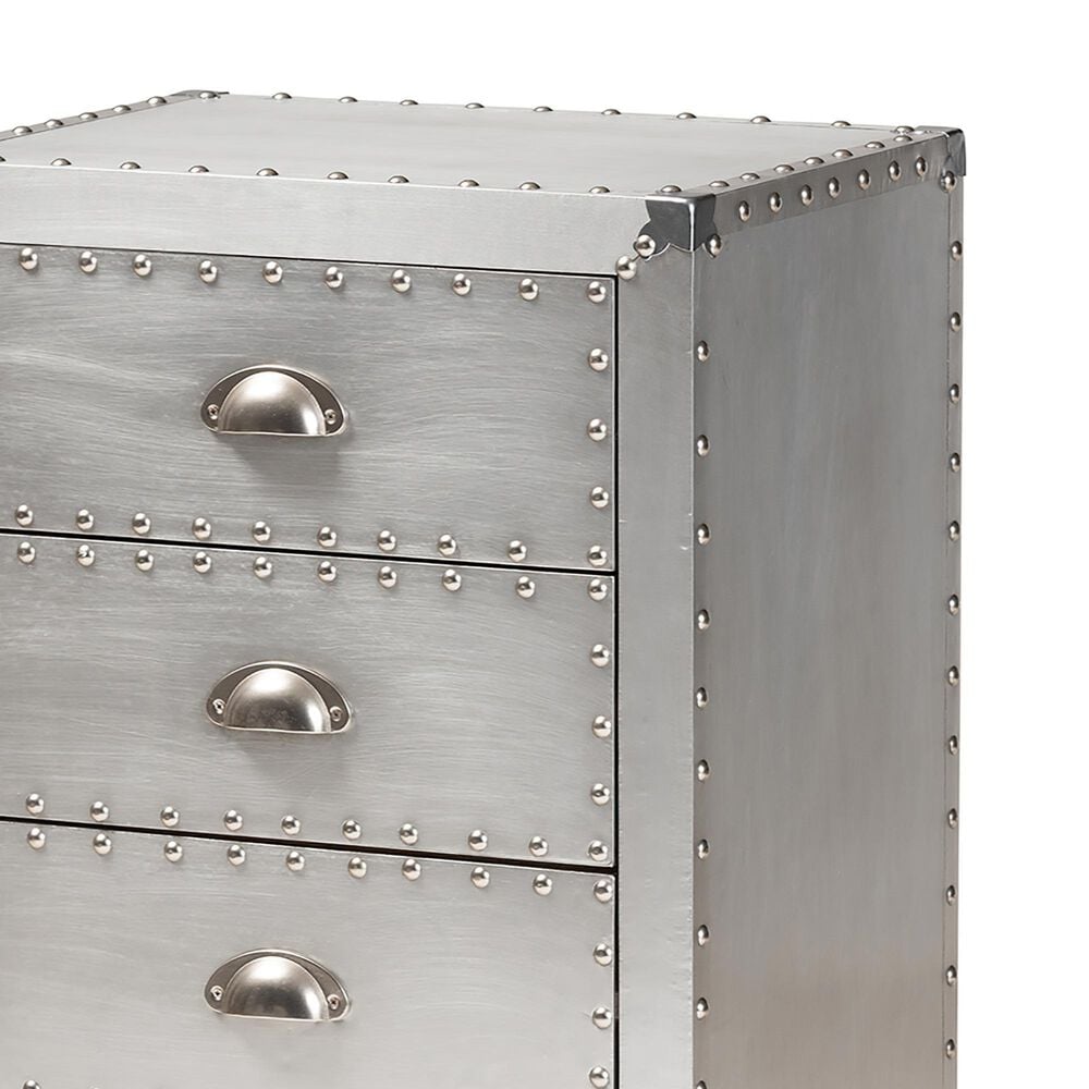 Baxton Studio Carel 5-Drawer Accent Storage Cabinet in Silver, , large