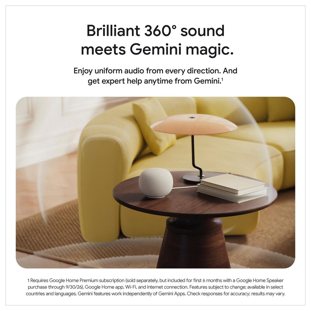 Google Home Speaker with Gemini in Porcelain, , large