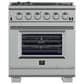 Forno Capriasca 30" Freestanding Gas Range in Stainless Steel, , large