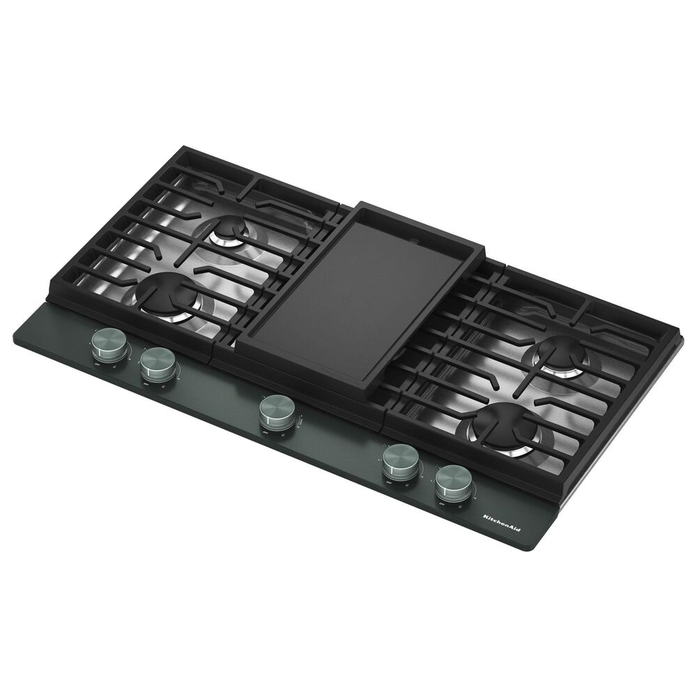 KitchenAid 36" Gas Cooktop with Backlit Knobs and Griddle in Juniper, , large