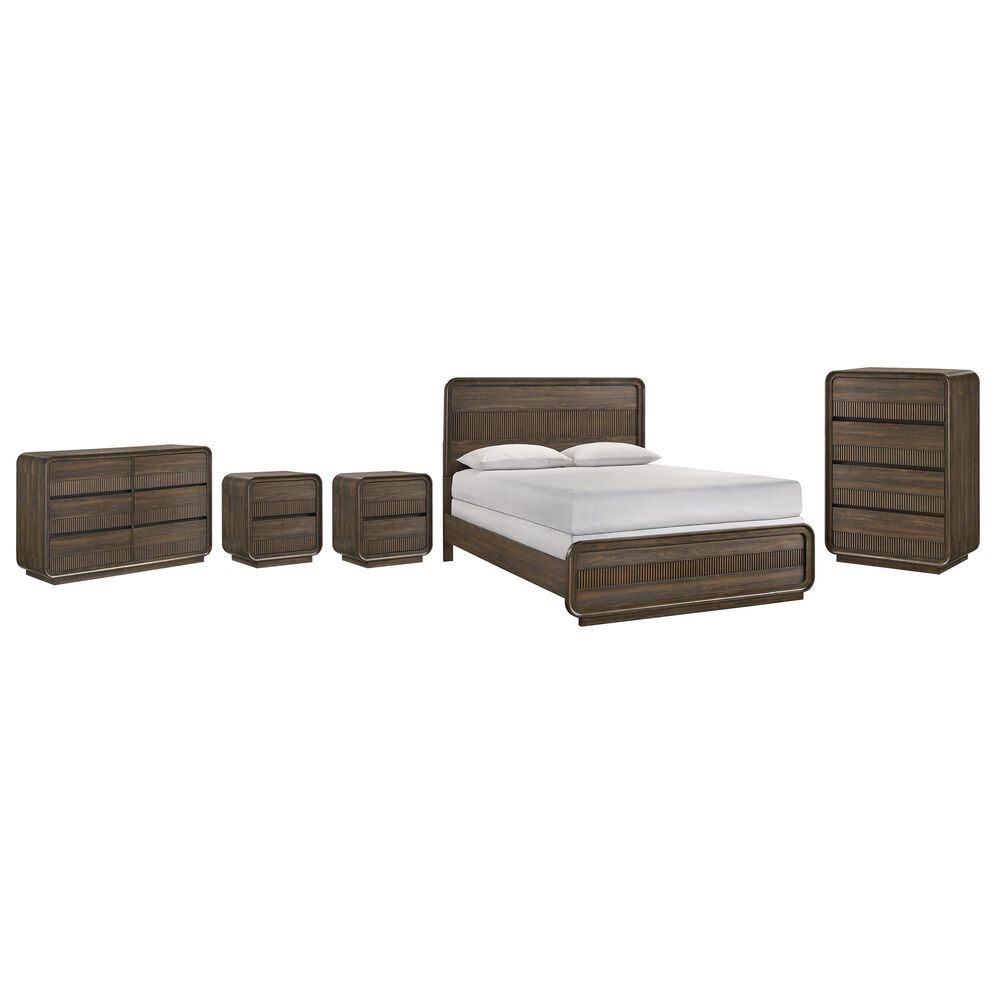 Crown Mark Kinkaid King Bed with Dresser, Chest, and Two Nightstands in Brown, , large