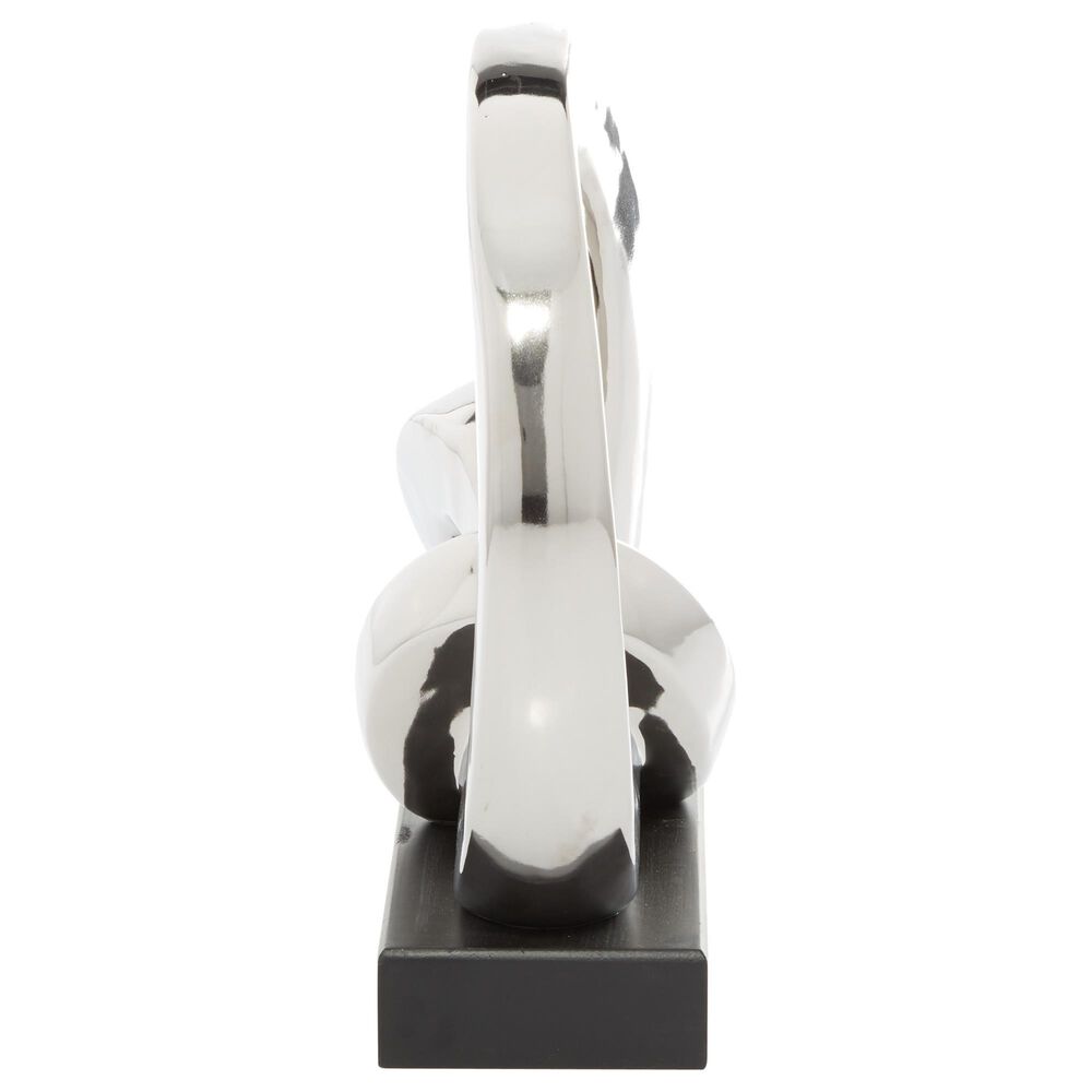 Maple and Jade 12&quot; Abstract Twisted Circular Interlocking Chain Sculpture in Silver and Black, , large