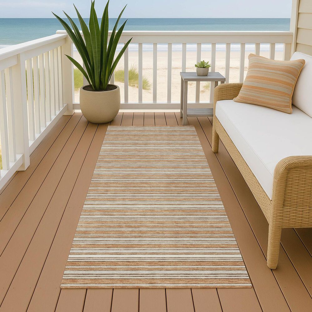 Dalyn Rug Company Soft Essentials Striped Copper 2'3" x 7'6" Indoor/Outdoor Runner, , large