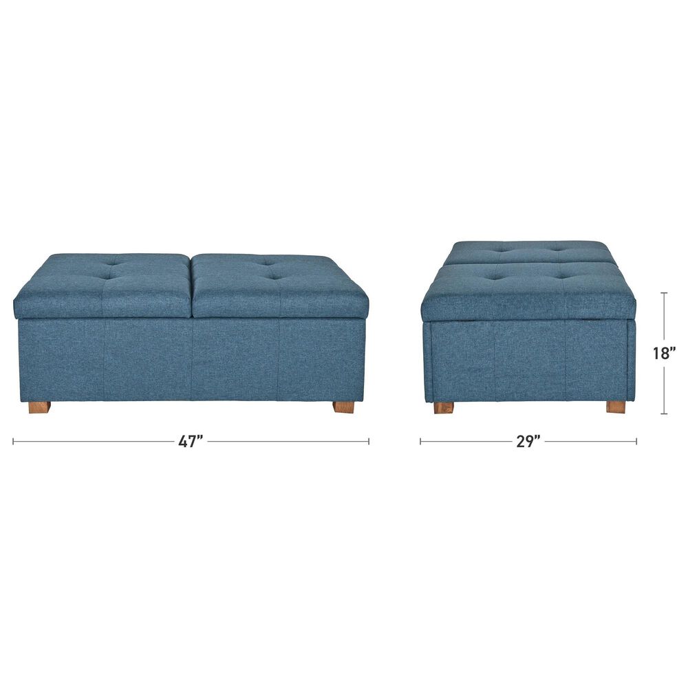 CorLiving Yves Storage Ottoman Bench in Blue, , large