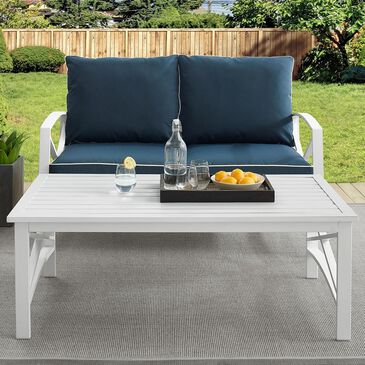 Crosley Furniture Kaplan 2-Piece Loveseat and Coffee Table Set in White and Navy, , large