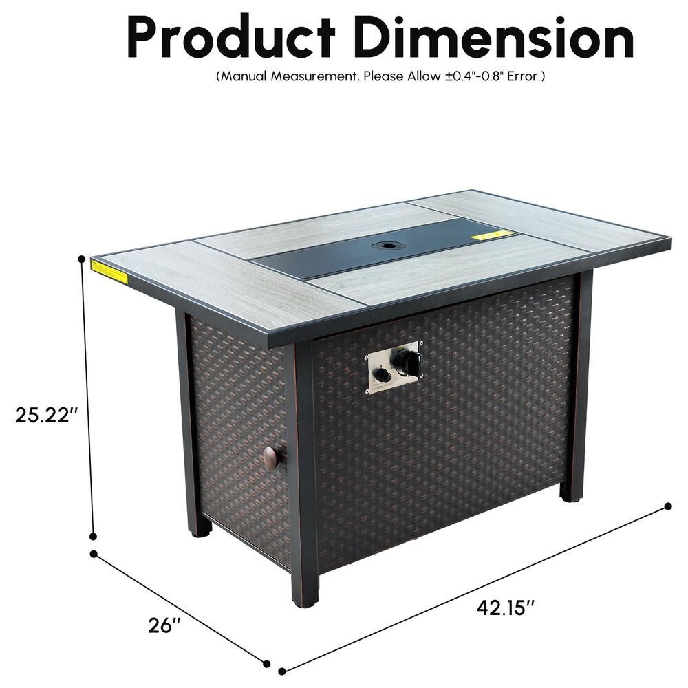 HOMLUX 42" Outdoor Propane Fire Pit Table in Black, , large