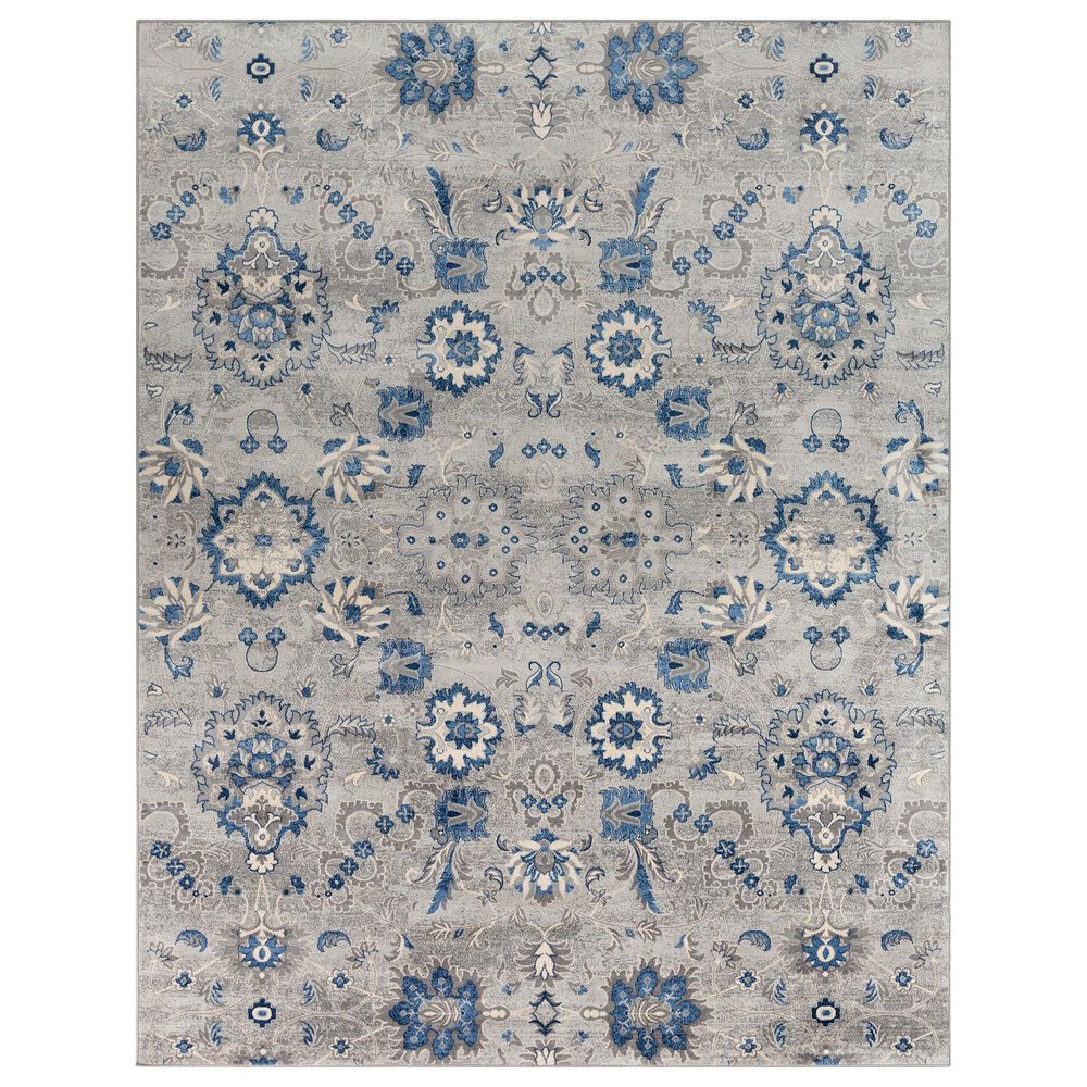 Surya Monaco MOC-2308 7'9" x 10'3" Gray, Silver, Bright Blue, Navy and Cream Area Rug, , large
