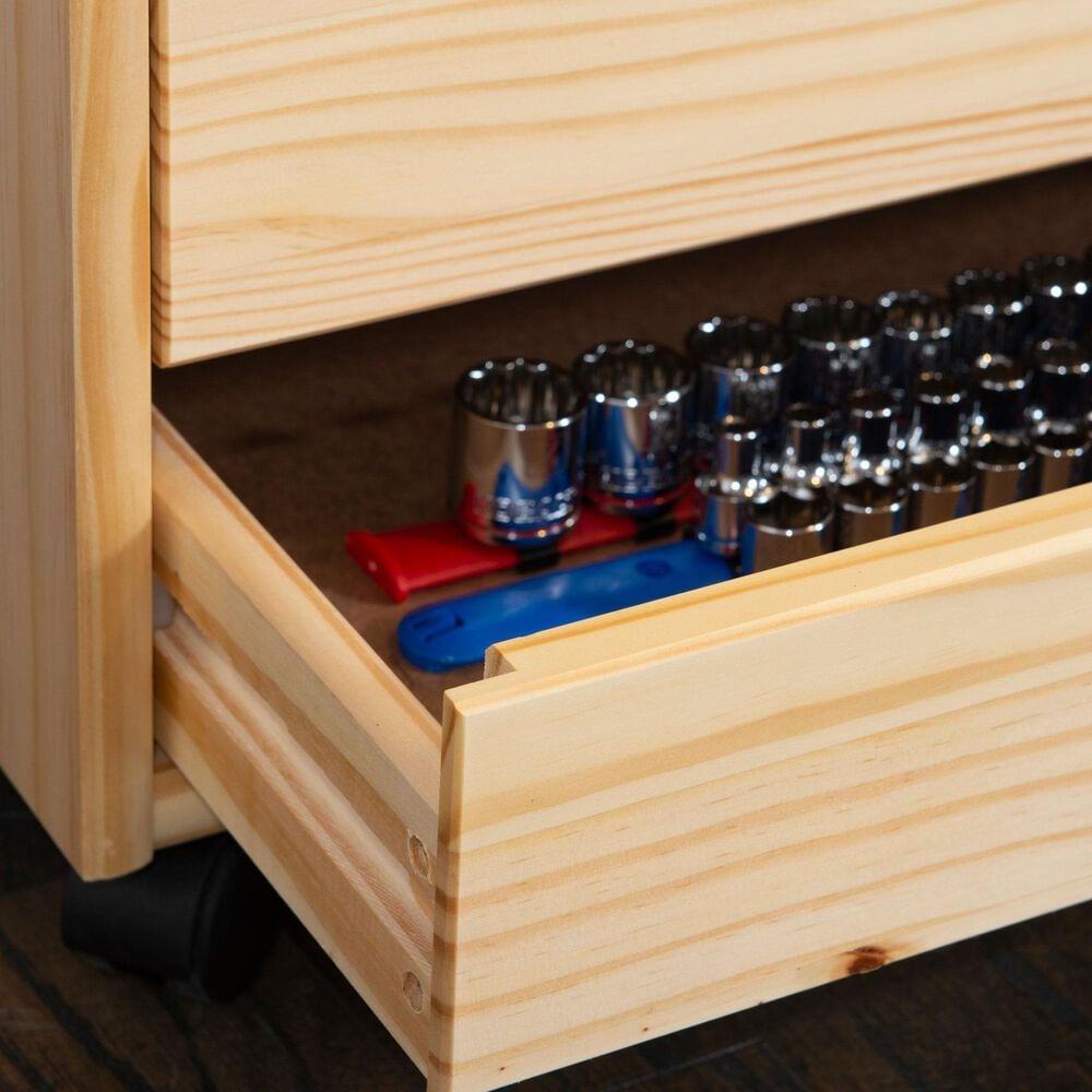 Linon Home Decor Cary 6-Drawer Wide Rolling Cart in Natural, , large