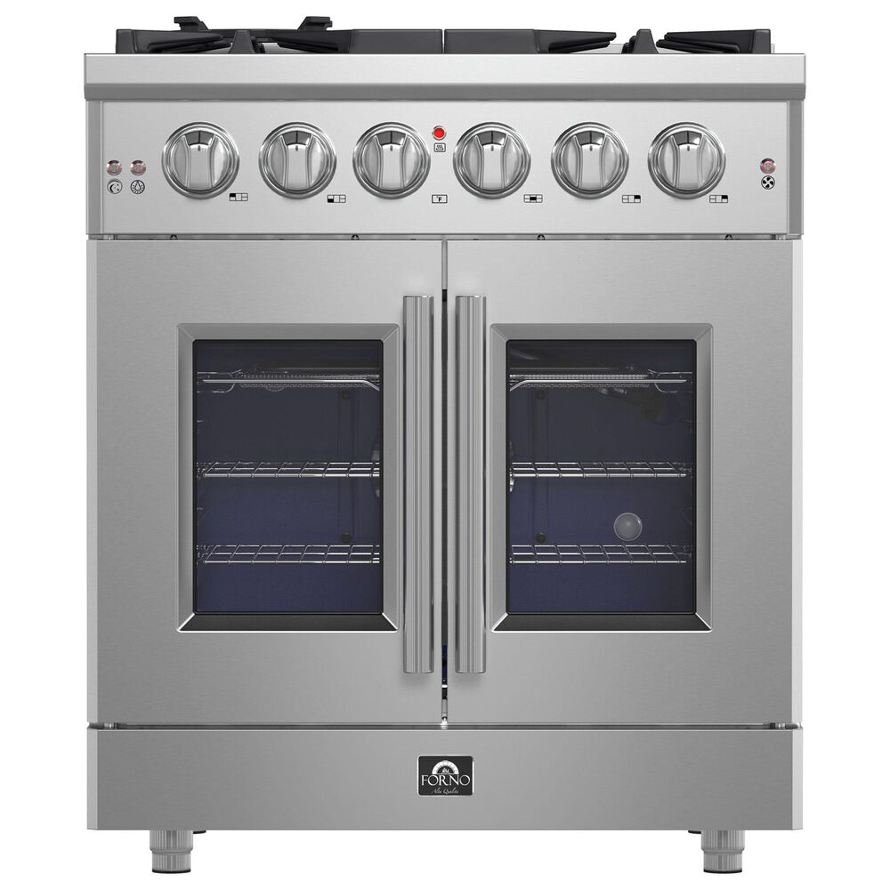 Forno Massimo 30" Freestanding French Door Gas Range in Stainless Steel, , large