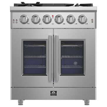 Forno Massimo 30" Freestanding French Door Gas Range in Stainless Steel, , large