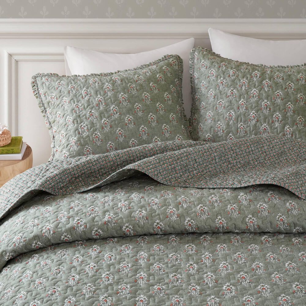 Hampton Park Linwood 3-Piece Queen Quilt Set in Sage Green, , large