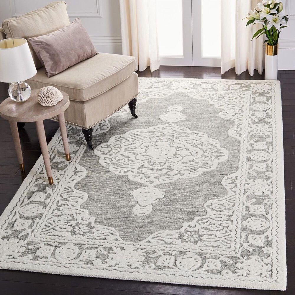 Safavieh Micro-Loop MLP275F 4&#39; x 6&#39; Gray and Ivory Area Rug, , large