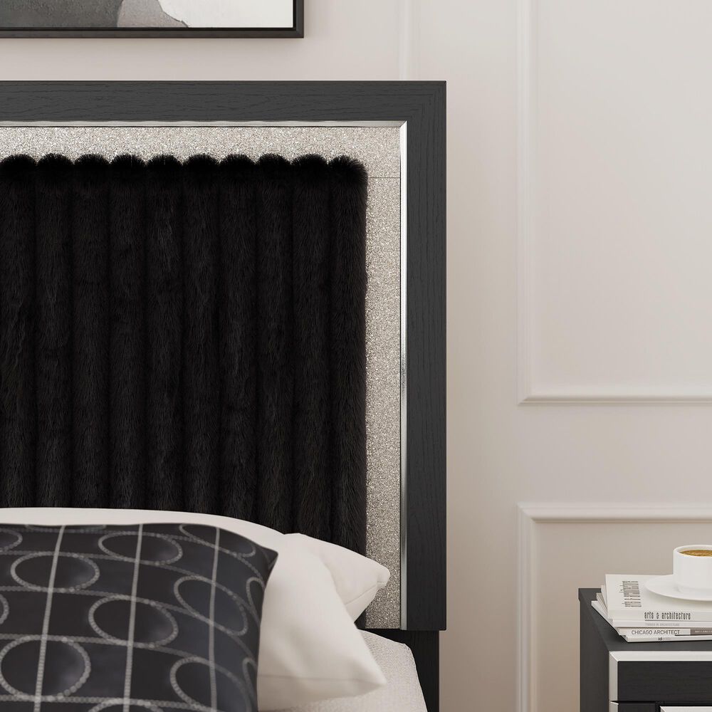 Ashley Zuraleus Queen Upholstered Panel Bed with Two Nightstands in Matte Black, , large