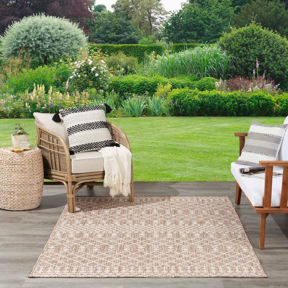Nourison Positano Southwestern Beige 5&#39; x 7&#39; Indoor/Outdoor Area Rug, , large