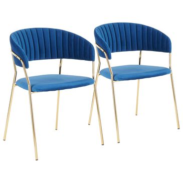 Lumisource Tania Dining Chair in Blue/Gold (Set of 2), , large