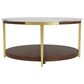 Riverside Furniture Emery Round Cocktail Table in Smoked Cherry and Bronze, , large