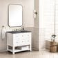 James Martin Vanities Breckenridge 36" Single Bathroom Vanity in Bright White with 3 cm Parisien Bleu Quartz Top and Rectangular Sink, , large