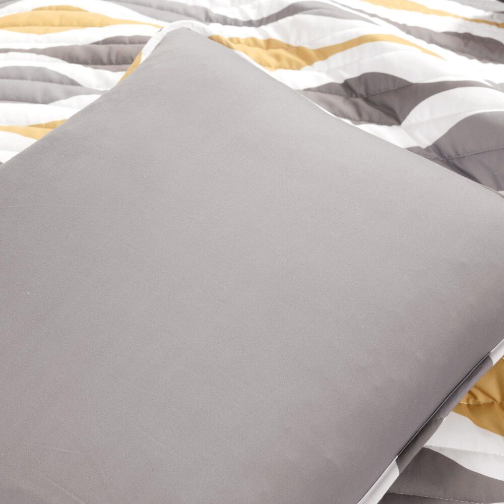 Triangle Home Fashions Mid Century Geo 3-Piece King Quilt Set in Gold and Gray, , large