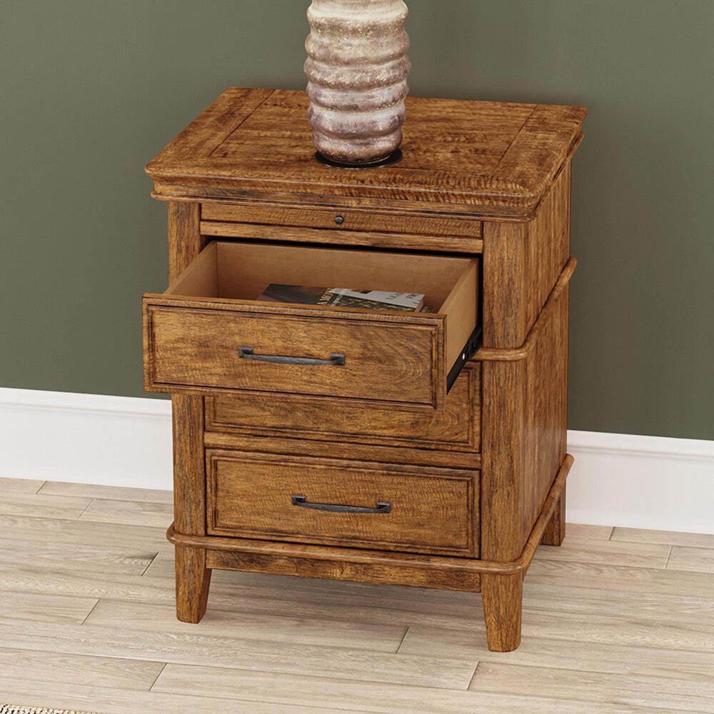 A-America Bandalier King Bed with Two Nightstands in Warm Russet, , large