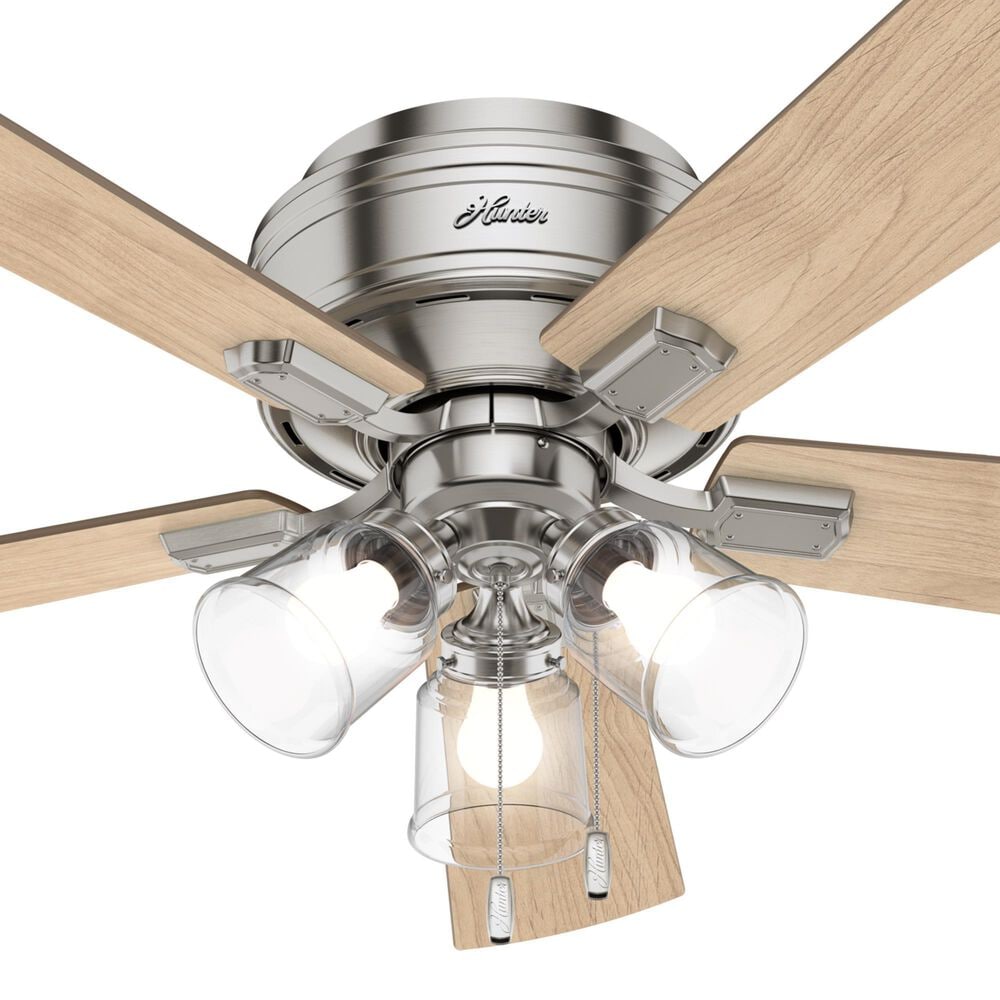 Hunter Crestfield 52&quot; Low Profile LED Ceiling Fan in Brushed Nickel, , large