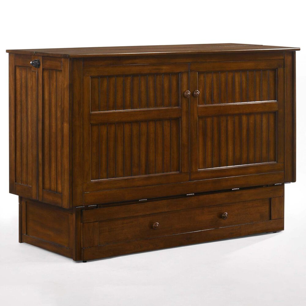 New Day Furniture Daisy Queen Murphy Cabinet Bed in Black Walnut with Mattress, , large