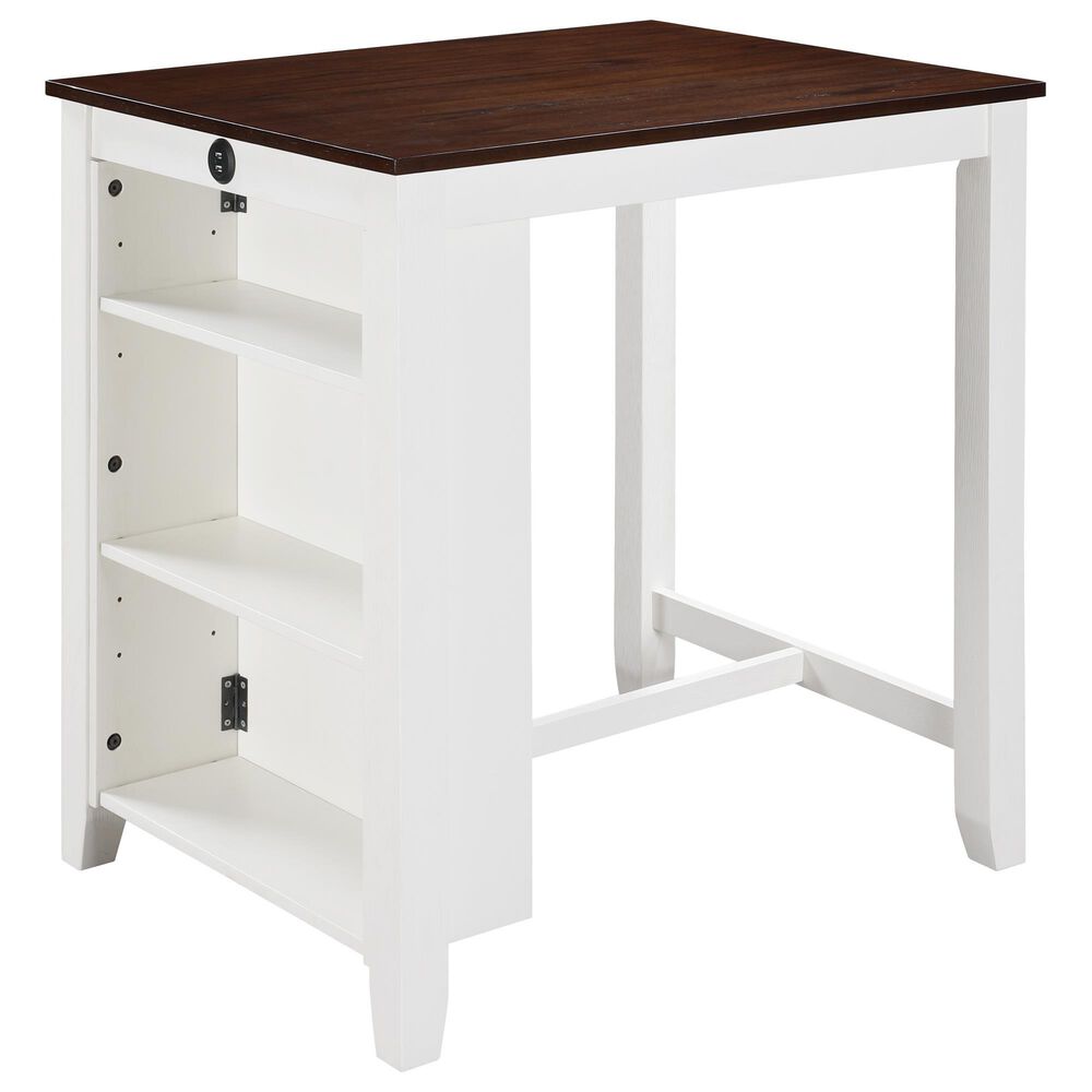 HOMLUX 3-Piece Counter Height Dining Set with Shelves and 2-Chair in White and Rich Espresso, , large