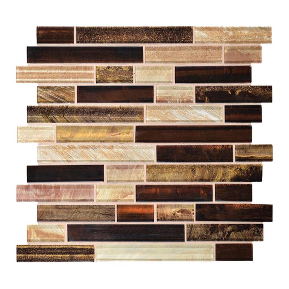 Dal-Tile Tiger Eye 1" Glass Mosaic Wall Tile in Sumatran, , large