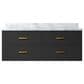 Lexora Home Castor 48" Single Bathroom Vanity in Black with 2 cm White Carrara Marble Top and Rectangular Sink, , large