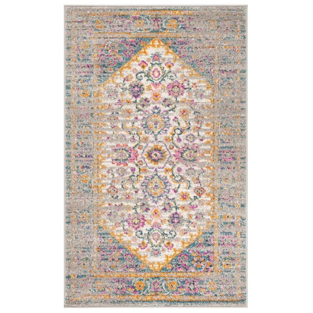 Safavieh Madison MAD122G-3 3&#39; x 5&#39; Light Grey/Fuchsia Area Rug, , large