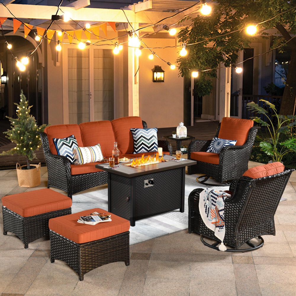 HOMLUX 7-Piece Patio Set in Orange, , large