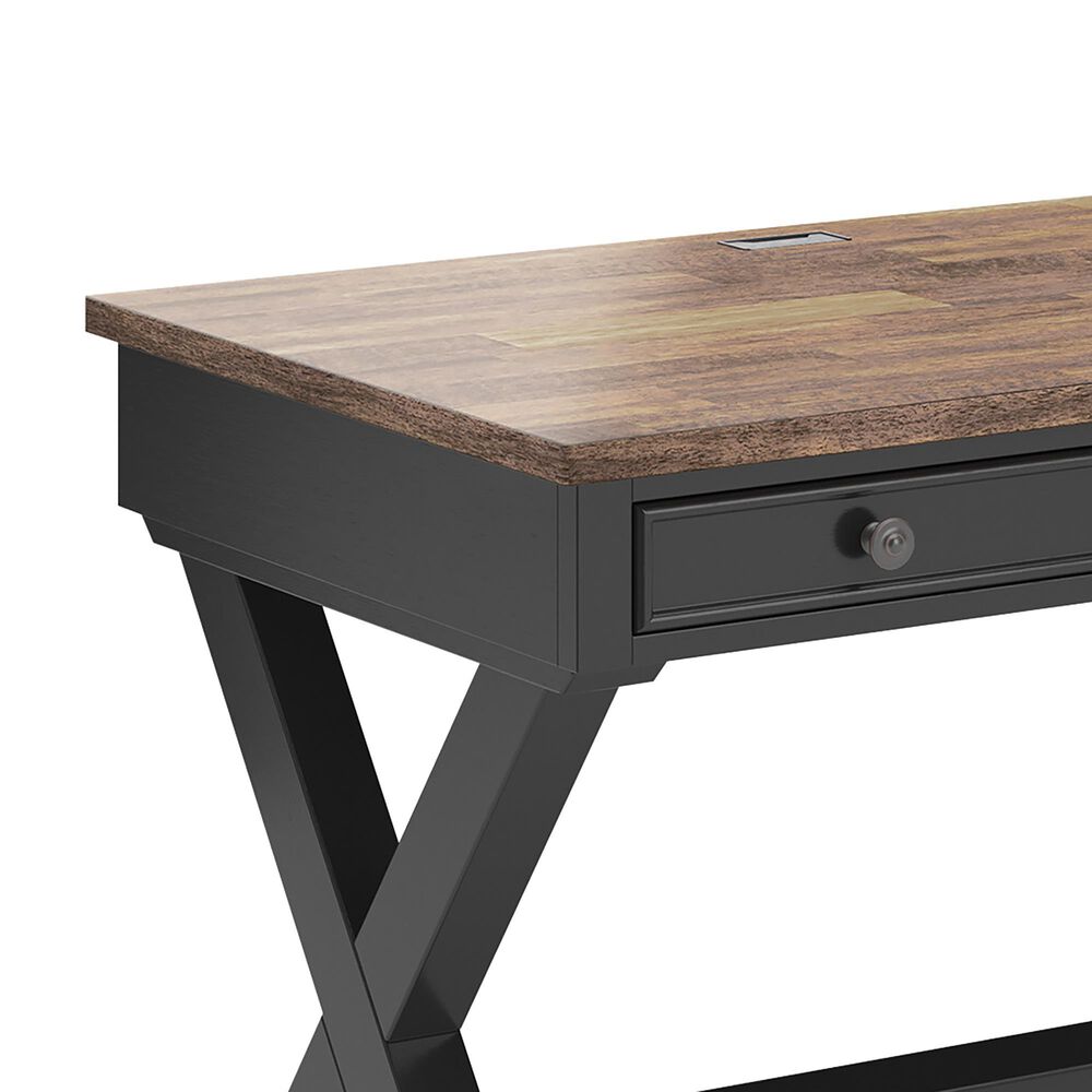 Ashley Wildenauer L-Shaped Desk in Rich Brown and Warm Satin Black, , large