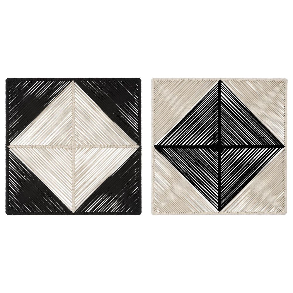 Uttermost Seeing Double Rope Wall Squares in Black and Off White (Set of 2), , large