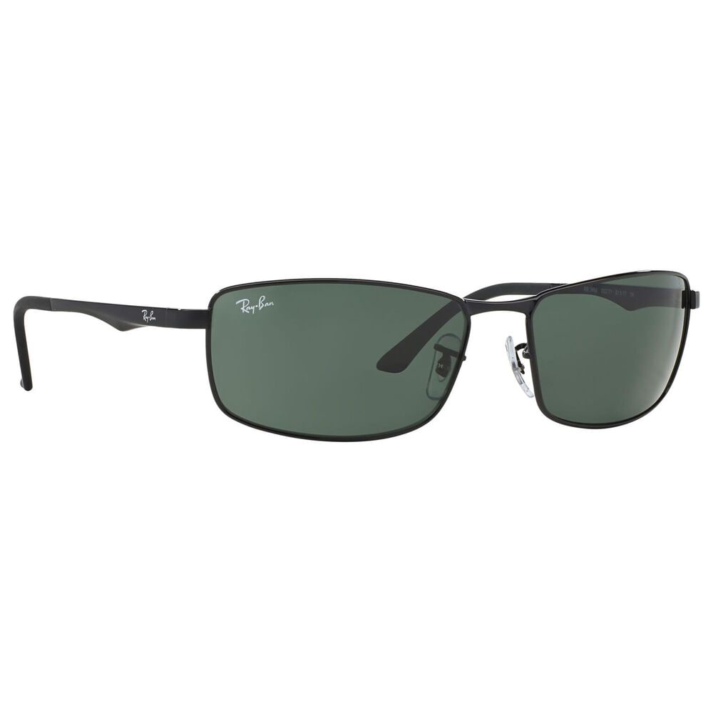 Rayban Glasses Sunglasses with Green Lenses in Polished Black, , large