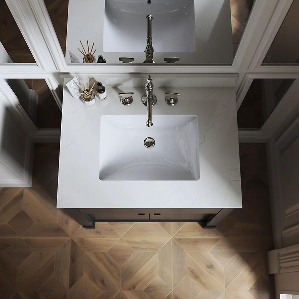 Kohler Alouette 30" Single Bathroom Vanity in Ferrous Grey with 2 cm White Quartz Top and Rectangular Sink, , large