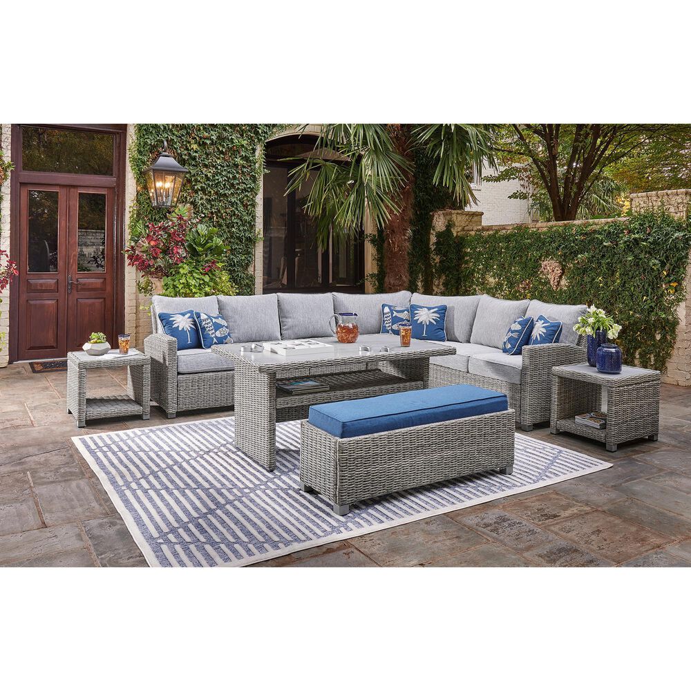 Ashley Naples Beach Patio Armless Chair with Cushion in Light Gray, , large