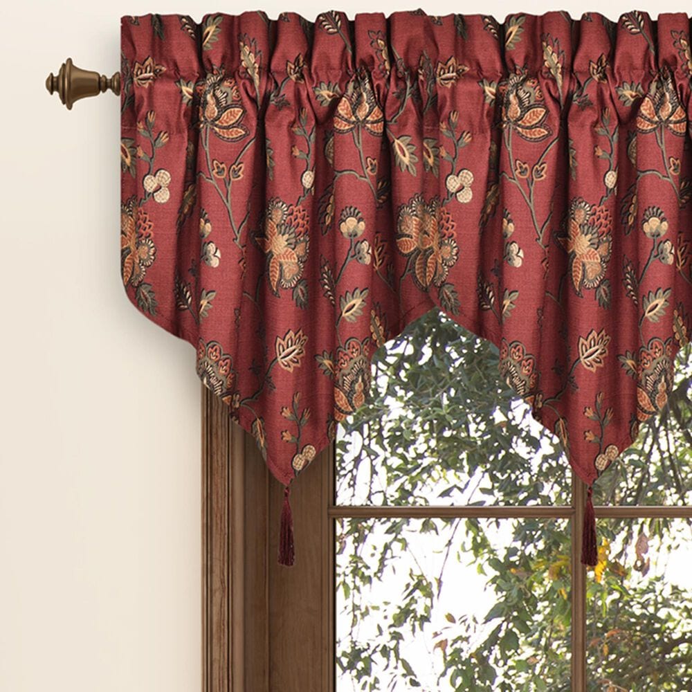 J. Queen New York Bari 41&quot; x 20&quot; Window Ascot Valance in Light Green, Gold and Red, , large