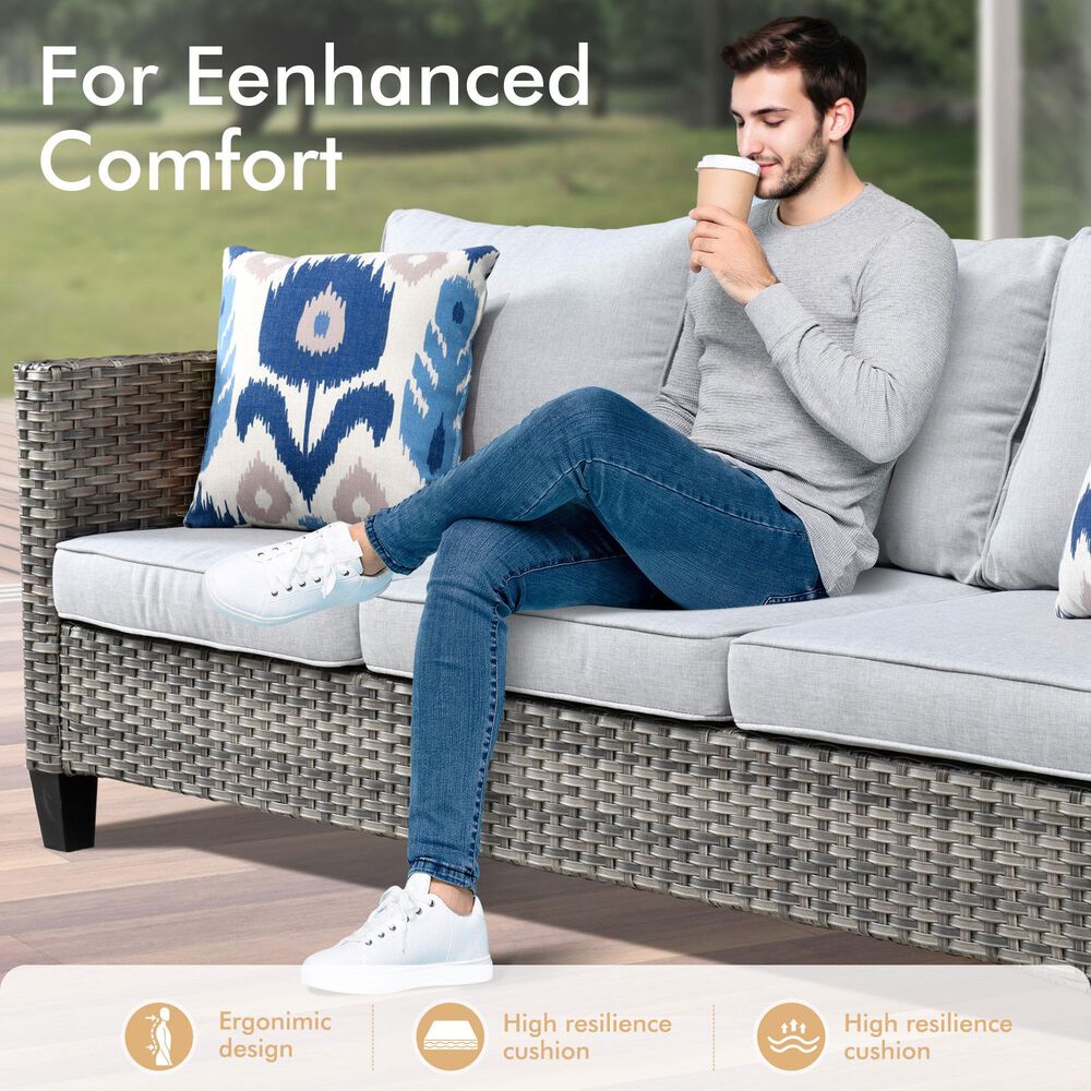 HOMLUX 7 Piece Outdoor Patio Set in Gray, , large