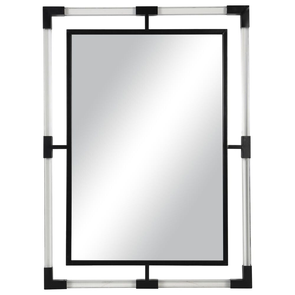 Maple and Jade Double Framed Wall Mirror with Acrylic Frame in Black and Clear, , large