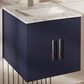 Lexora Home Geneva 24" Single Bathroom Vanity in Navy Blue with 2 cm White Carrara Marble Top and Rectangular Sink, , large