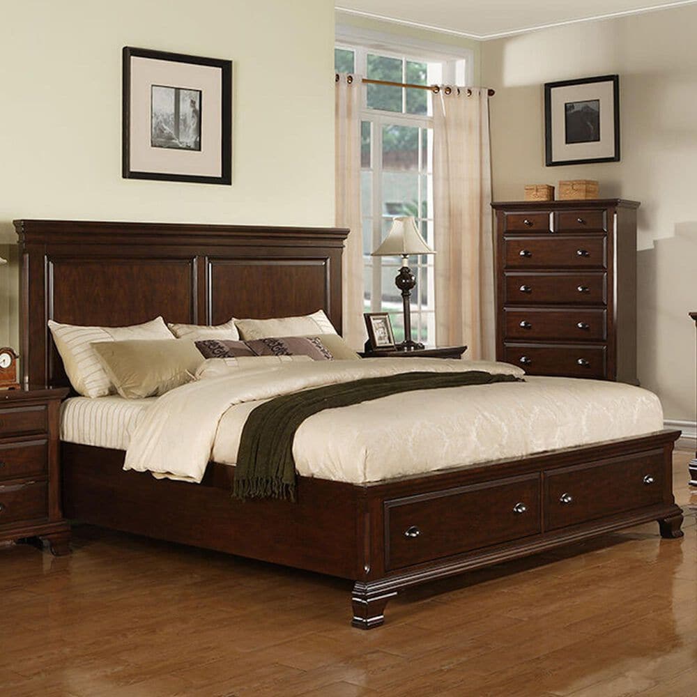 Mayberry Hill Canton King Storage Bed in Cherry, , large