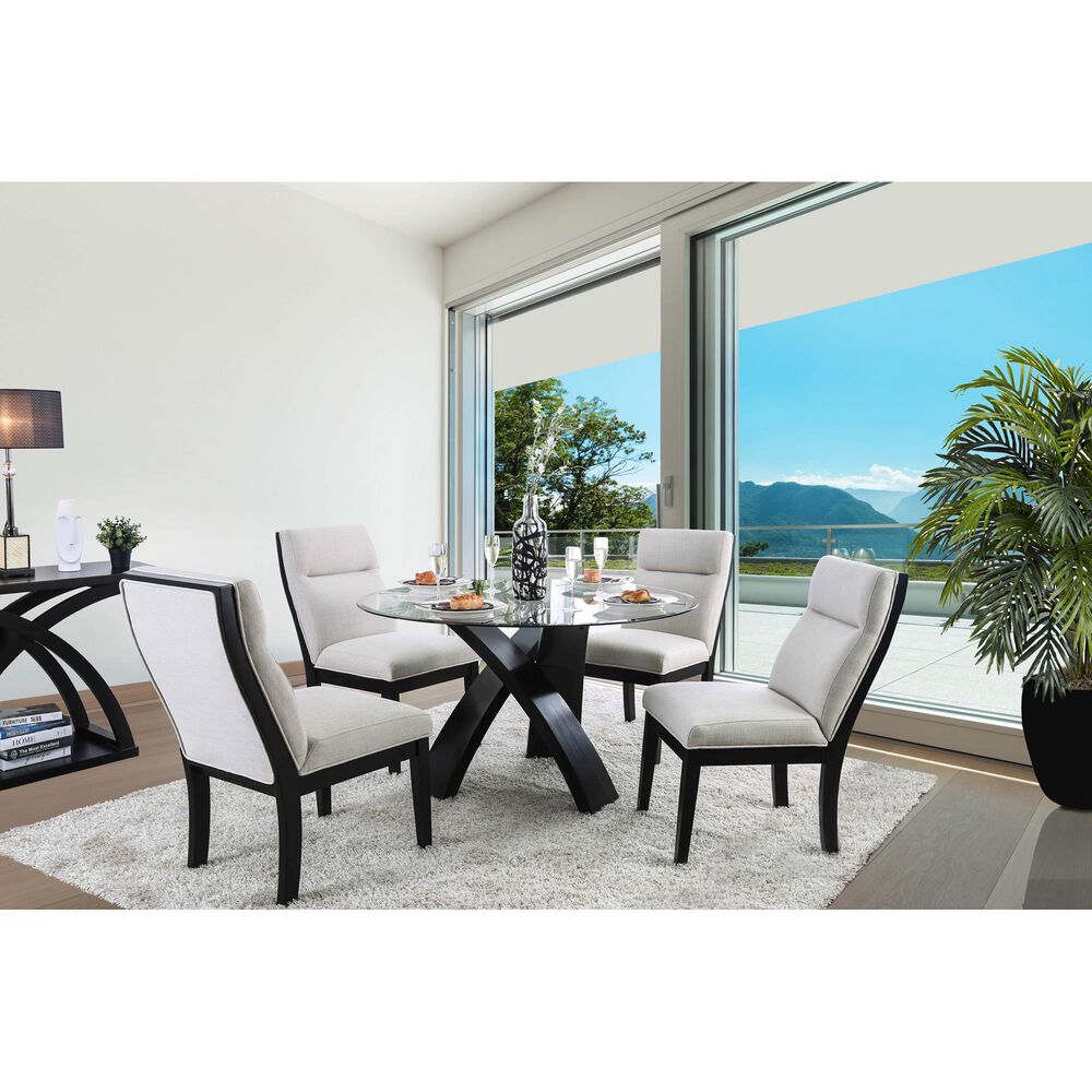 Furniture of America Witt Dining Table in Black and Clear - Table Only, , large