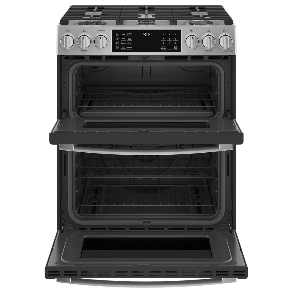 GE Profile 30&quot; Slide-In Front-Control Double Oven Range in Fingerprint Resistant Stainless Steel, , large