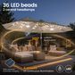 HOMLUX 15" Double-Sided Outdoor Market Umbrella with Sandbag Base and White LED Beads in Light Gray, , large