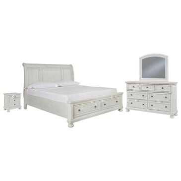 Ashley Robbinsdale 4-Piece Queen Storage Bedroom Set in Antique White, , large