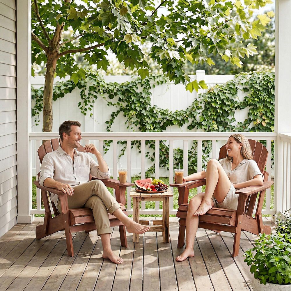 Hearth and Haven Oversize Outdoor Folding Adirondack Chair in Coffee, , large